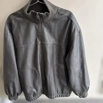 브라운 인조 가죽 블루종