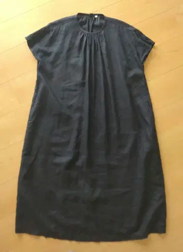 무인양품 린넨 반팔 원피스 네이비 S 사이즈