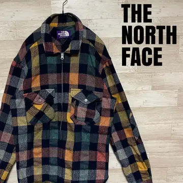 THE NORTH FACE 퍼플 라벨 긴팔 플란넬 셔츠 체크 무늬 L
