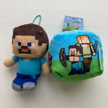 Minecraft 스티브 봉제 인형 키링 포함