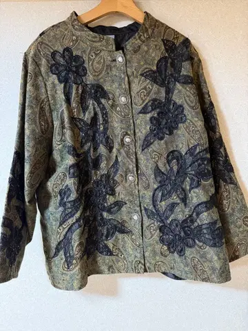 페이즐리 무늬 노카라 자켓