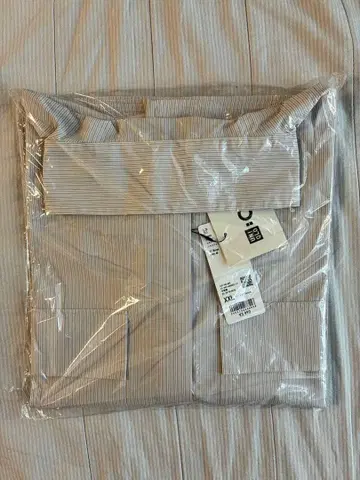 UNIQLO C 코튼 스탠드 카라 셔츠 자켓/스트라이프 XXL