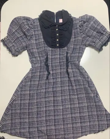 Swankiss 네이비 체크 무늬 미니 원피스