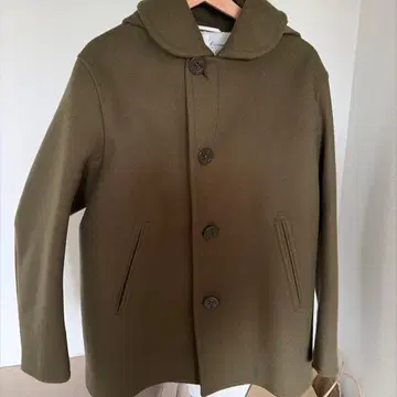 Orcival 후드 부착 울 코트 사이즈 5 그린 올리브 오르시발