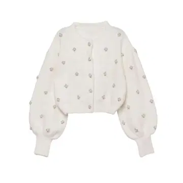 에이미 이스트 월 비쥬 펄 니트 가디건 화이트