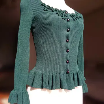 M'S GRACY 꽃 모티브 x 프릴 소매 니트 가디건 38