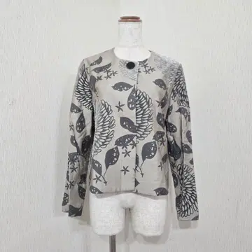 잔니 로 주디 체 보태니컬 무늬 노카라 자켓 그레이지 (36)