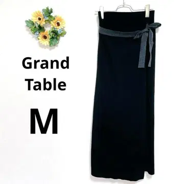 a3688 GRANDTABLE 니트 랩 와이드 팬츠 블랙 M