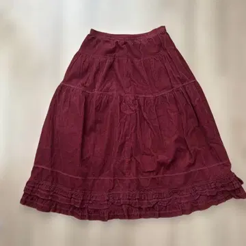 루이스 캐럴 코듀로이 플레어 스커트 버건디