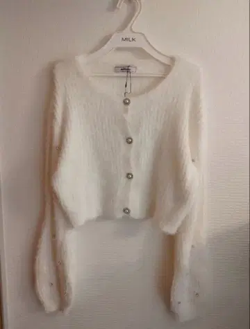 Ank Rouge 페더 가디건 화이트