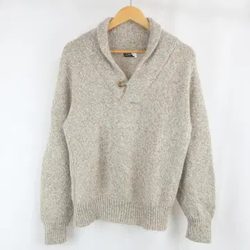 VINTAGE 울 V넥 니트 스웨터 구제 의류 M 베이지 남성용