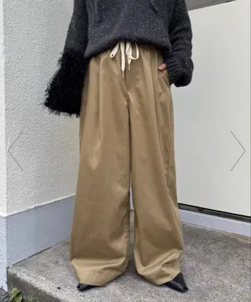 부드러운 와이드 이지 팬츠 S 베이지