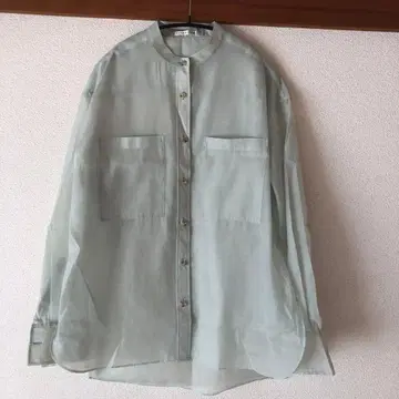 ESTNATION 민트 그린 쉬폰 셔츠 38