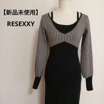 [ 미사용 새상품 ] RESEXXY 리젝시 롱 원피스 니트 하운드투스