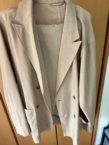 베이지 더블 브레스트 테일러드 자켓 셋업