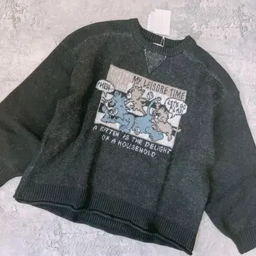 IRIEY 아이리 새상품 플러피 니트 아메리칸 코믹스 풀오버