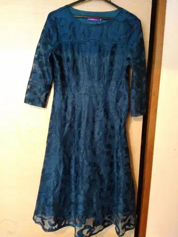 다크 틸 7부 소매 레이스 원피스