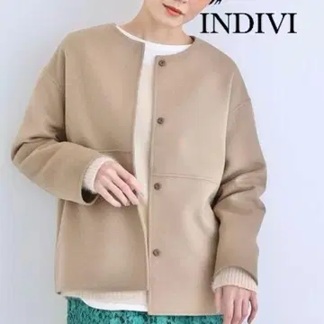 INDIVI 해밀턴 울 노카라 리버 코트 숏코트