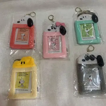 스누피 복슬복슬 인스턴트 사진 키링 카드 케이스 5종 세트