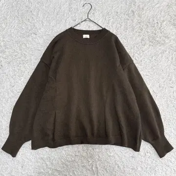 우드 울 혼방 튜닉 니트 짙은 갈색