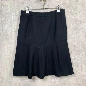 c.aujard 미디 스커트 플레어 L 블랙 무지 모 100%