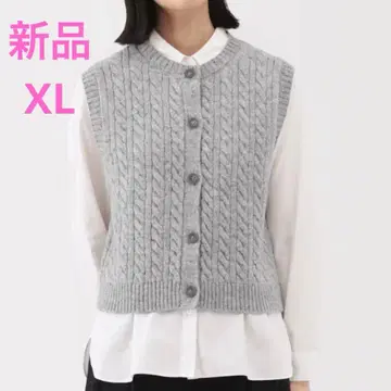 MUJI 안데스 울을 사용한 베스트 여성 XL 그레이