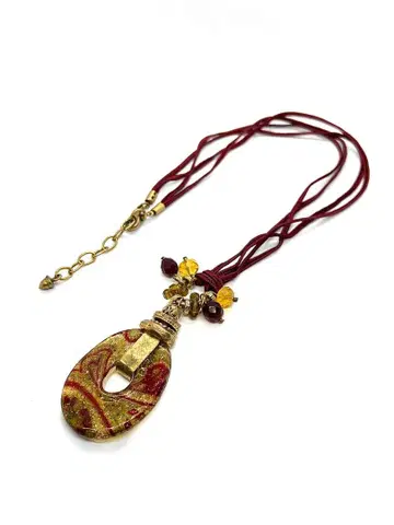 [이탈리아제] 레드 골드 베이스 베네치안 유리 목걸이 (인증서 포함)