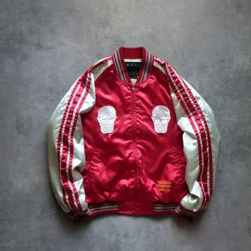 00s y2k 스컬 자수 크로스본 충전솜 사이드 라인 스카잔 쇼트 기장