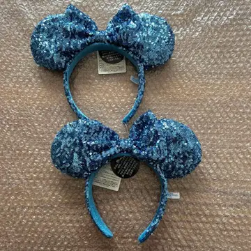 디즈니 머리띠 2개 블루 리본 스팽글 택 포함