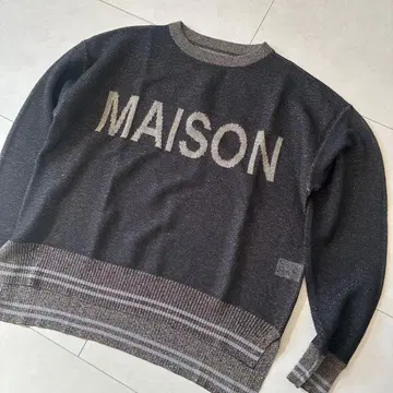 스콧 클럽 미사용 MAISON 로고 라메 니트 긴팔 스웨터