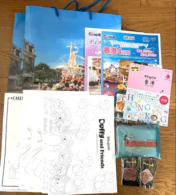 HIS 홍콩 디즈니 에코백 종이 봉투 핀 배지 팜플렛 색칠놀이