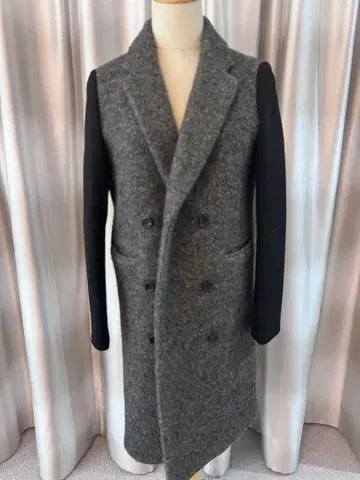 더블 브레스트 롱 기장 체스터 코트 그레이 블랙