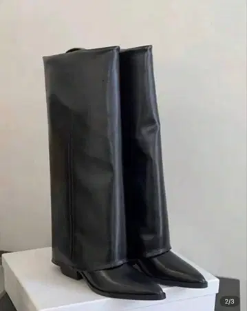 롱 부츠 블랙 스틸레토
