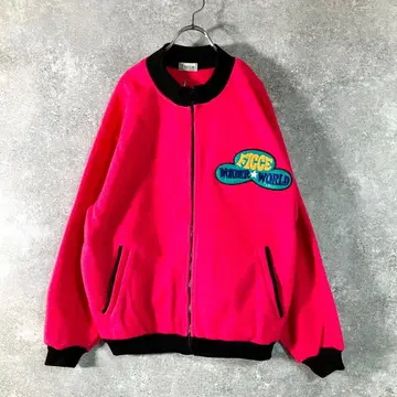 Ficce 플리스 자켓 핑크 로고 백 프린트 외계인 화려함 기발함