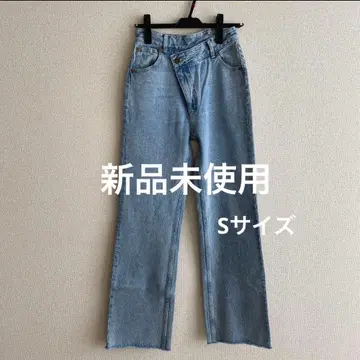 ACLENT 크로스 프론트 디자인 스트레이트 데님