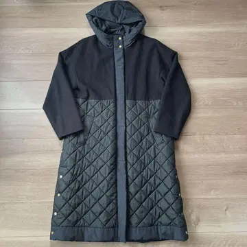 노리즈 퀼팅 혼합 코트 블랙