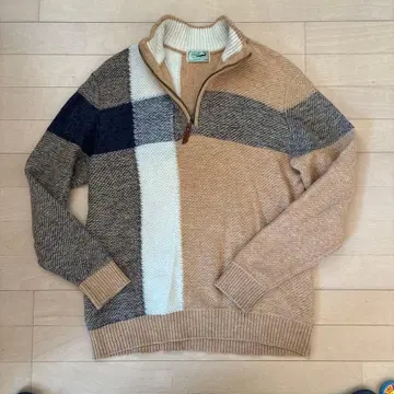 집업 패치워크 니트 스웨터