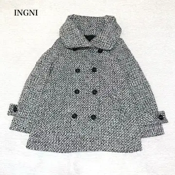 잉그 빅 컬러 코트 (M) 소두 효과 더블 버튼 충전솜 볼륨 귀여운