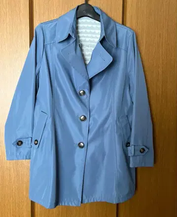 블루 그레이 트렌치코트 더블 버튼