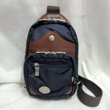 오로비안코 나일론 x 가죽 바디백 숄더백 네이비