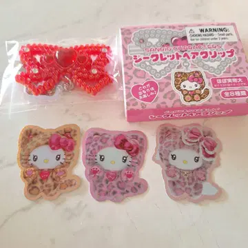 헬로키티 키티 시크릿 헤어 클립 표범 무늬 갸루