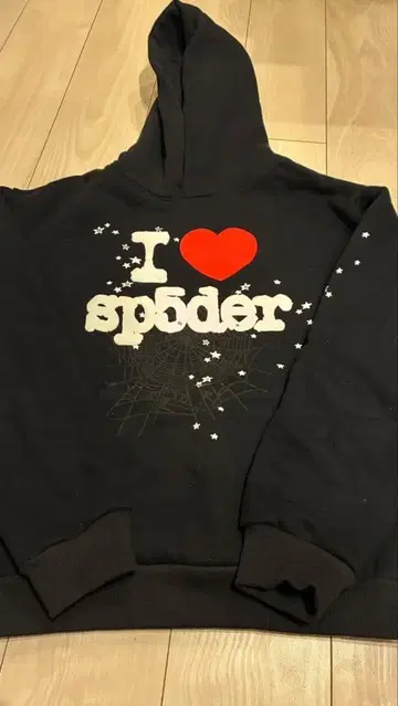 I Love sp5der 블랙 후드티