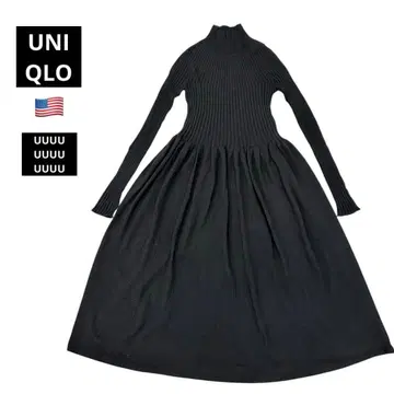 [ UNIQLO U ] USA 3D 메리노 리브 니트 원피스 모크넥