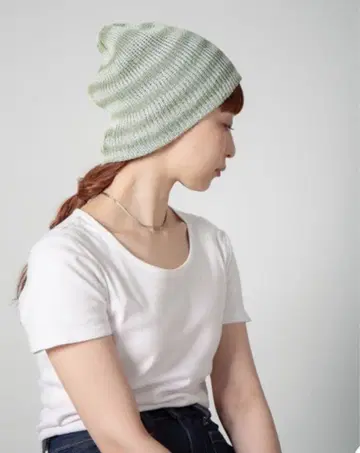 [ RACAL ] 시스루 편직 더블 니트 보더 비니