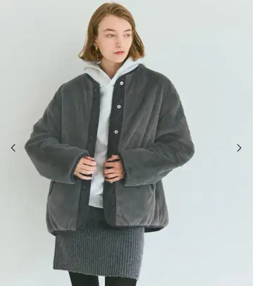 [ M 사이즈 ] coca 워셔블 리버서블 퀼팅 블루종 차콜