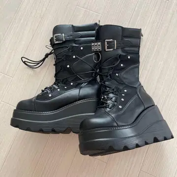 새상품 통굽 부츠 블랙 지뢰 서브컬쳐 고스로리