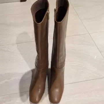 미사용 브라운 롱 부츠 지퍼 포함