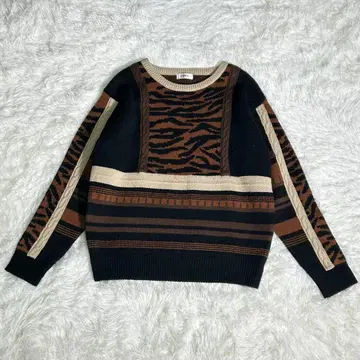 EVRIS 니트 제브라 멀티 패턴 블랙 브라운 올 패턴