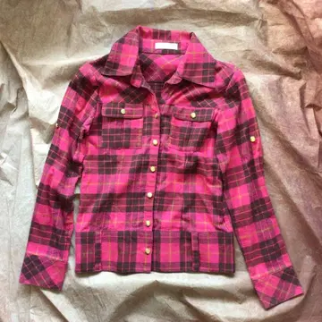 y2k TRALALA 리즈리사 체크 셔츠 헤이세이 갸루 그런지 페어리