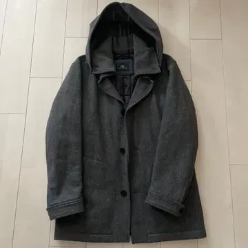 새상품급 LACOSTE 후드 부착 더플 코트 그레이